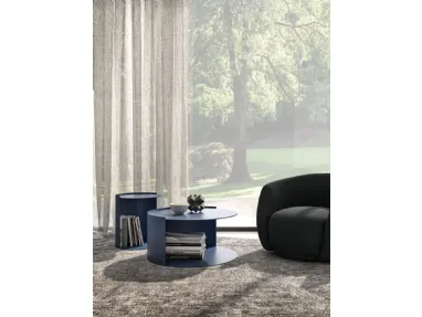 Tavolino laccato opaco blu Ibisco di Orme