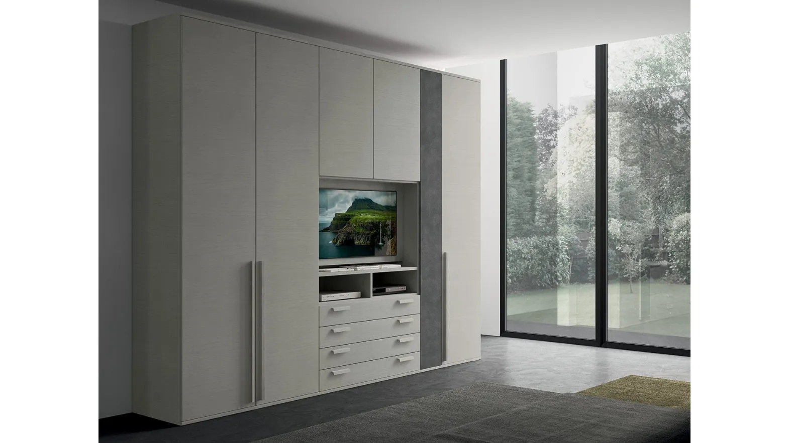 Armadio con ante battenti e vano porta TV Golf M210 in melaminico di Colombini Casa