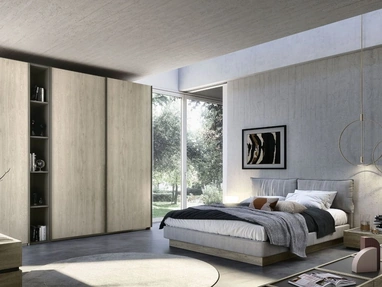 Armadio con 2 ante scorrevoli e un modulo laterale battente Quadro Steel Plan 90 di S75