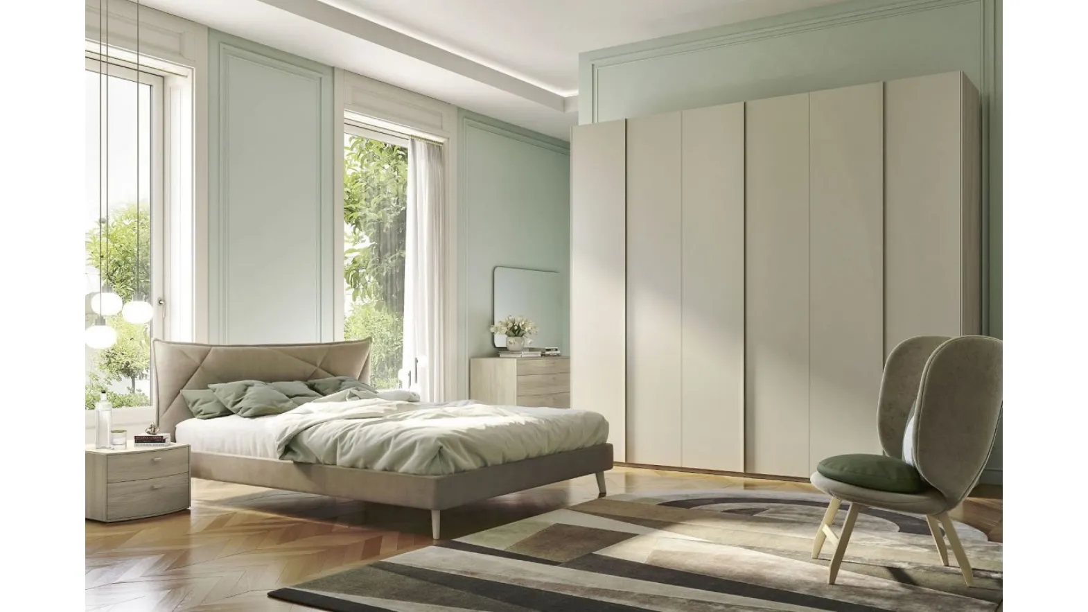 Armadio con ante battenti Quadro Steel finitura beige di S75