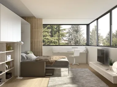 Camera moderna salvaspazio con letto aperto Room 148 di Zg Mobili