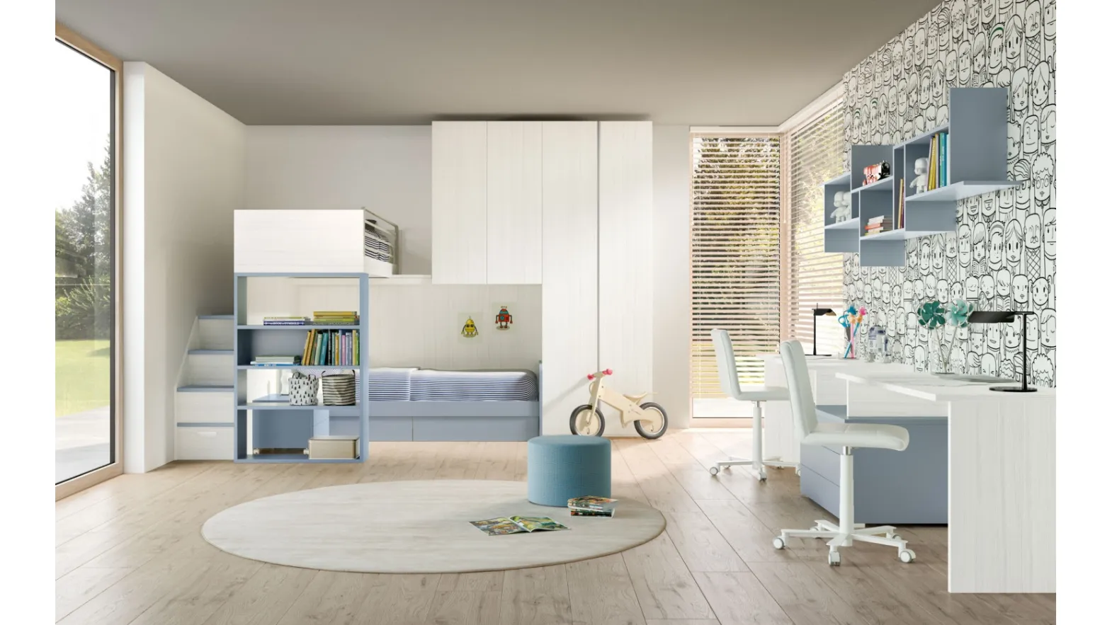 Camera per bambini con soppalco Room 166 di Zg Mobili