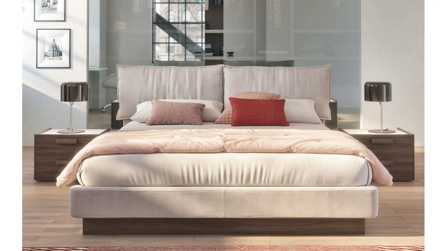 Comodino in finitura olmo dark con top in marmo di Carrara Spalla 10 Basic di S75