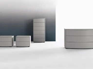 Gruppo notte moderno in laccato grigio opaco Tenso di Mab