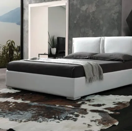 Letto in ecopelle con testiera e box contenitore Asia di Ergogreen