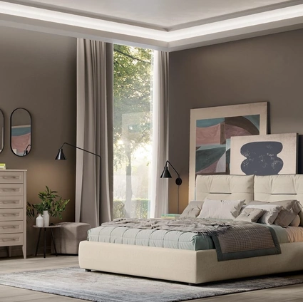 Letto Arcadia Kiss in tessuto imbottito di Colombini Casa