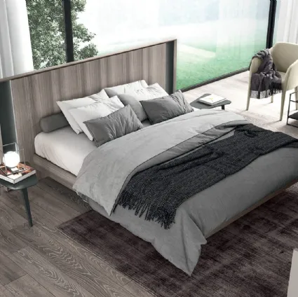 Letto matrimoniale in legno con testiera con luci a led Vitalyty Pure di Colombini Casa