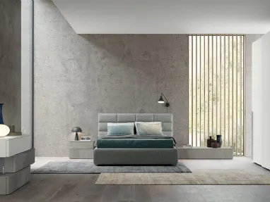 Letto con testiera in tessuto imbottito e trapuntato Vitalyty Time di Colombini Casa