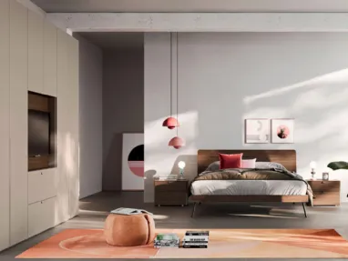 Letto con testiera in materico Cotto Curve di Orme