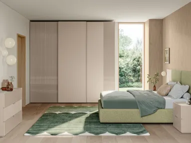 Letto Eclettica EN02 in tessuto imbottito e vetro di Colombini Casa