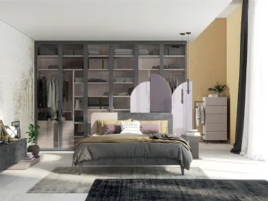 Letto Golf Sector in legno con testiera bicolore di Colombini Casa