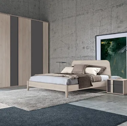 Letto Golf Virgo con struttura e testata in legno chiaro di Colombini Casa