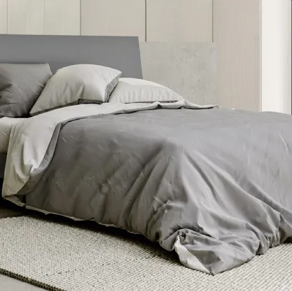 Letto composto da pannelli accostati con inclinazioni differenti con contenitore e testiera Xential di Mab