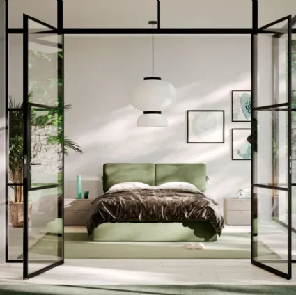 Letto imbottito in tessuto Lenox di Orme