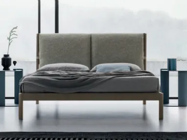 Letto in legno Espero con testiera che può essere arricchita con due cuscini in tessuto imbottito di SantaLucia