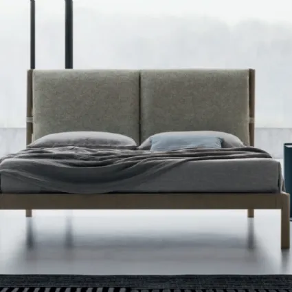 Letto in legno Espero con testiera che può essere arricchita con due cuscini in tessuto imbottito di SantaLucia