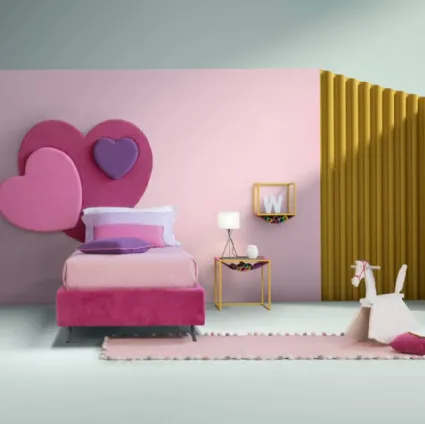 Letto moderno singolo con testiera a forma di cuore Sweet di Bside