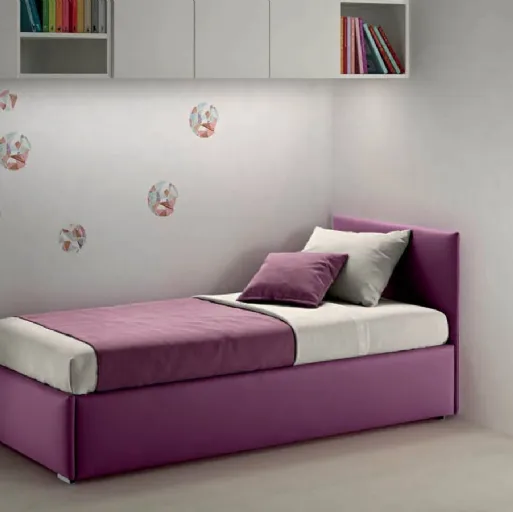 Letto singolo in tessuto trapuntato con testiera Evergreen Le Comfort