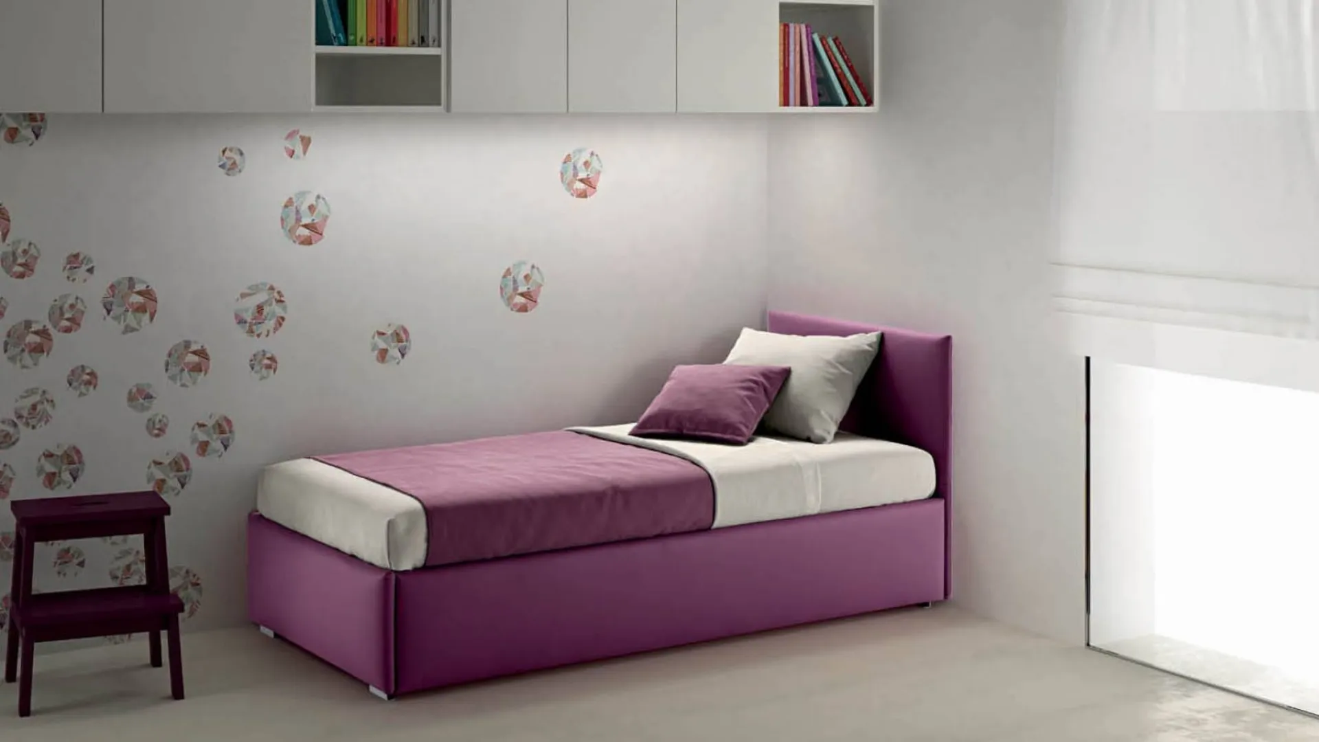 Letto singolo in tessuto trapuntato con testiera Evergreen Le Comfort