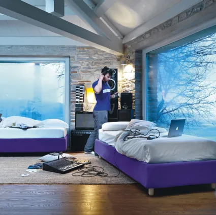 Letto singolo in tessuto Sommier di Noctis