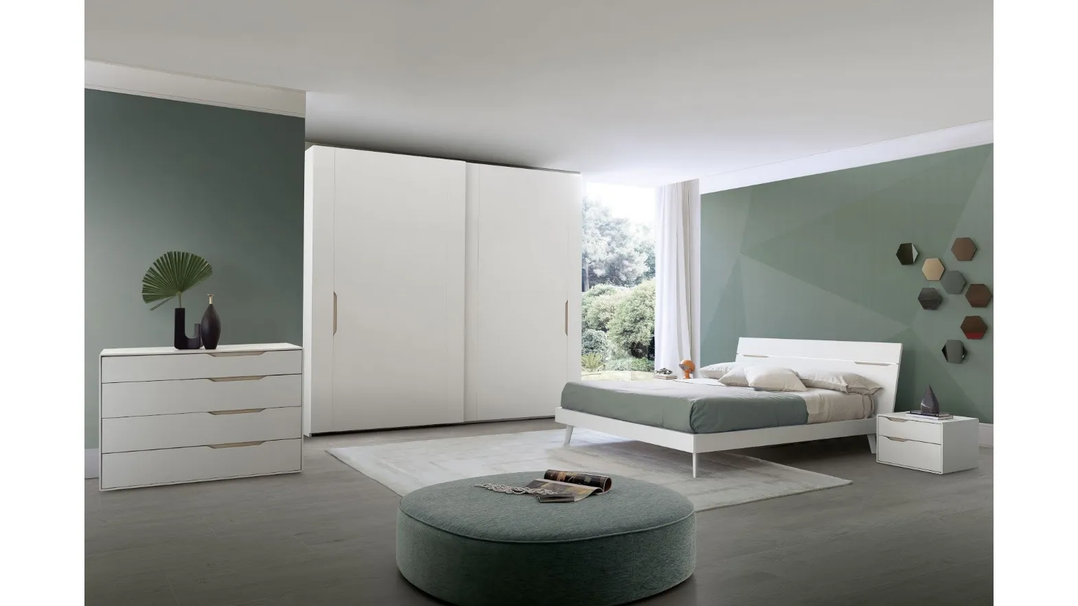 Letto finitura bianco opaco con testiera Time Led di S75