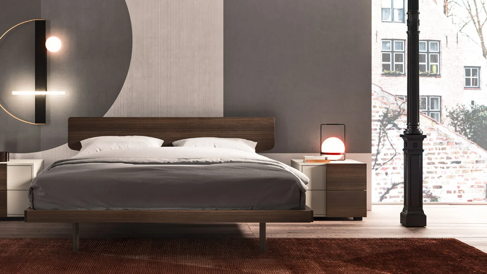 Letto in essenza legno Mild con testiera Urban di Mab