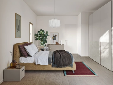 Letto in tessuto con testiera Verso di Colombini Casa