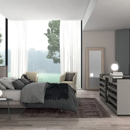 Letto Vitalyty Pure struttura in legno con profilo testiera luce led di Colombini Casa