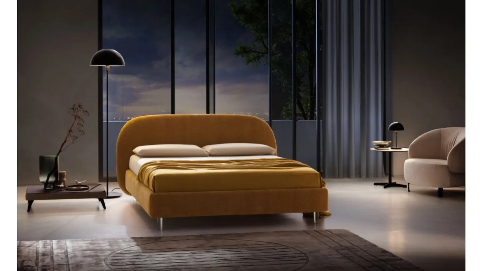 Letto in tessuto imbottito Wheel di Le Comfort