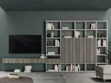 Libreria a muro Vitalyty Luce Bianca e Grigia in melaminico di Colombini Casa