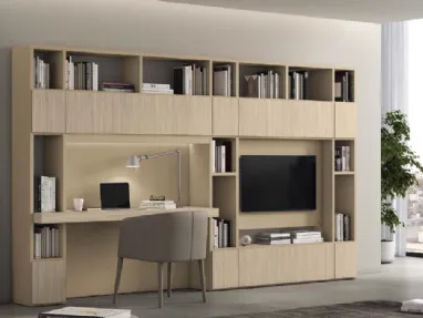 Libreria Vitalyty Luce a parete in melaminico finitura Legno Chiaro di Colombini Casa