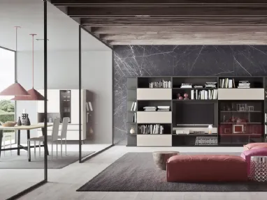 Libreria a muro componibile in laccato opaco Comp 13 di Mab