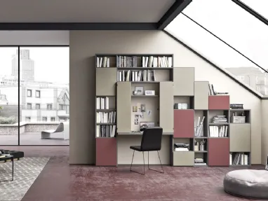 Libreriaa muro componibile in laccato opaco Sistema 17 di Mab