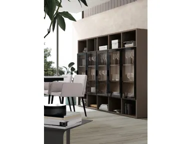 Libreria a muro Golf Infinity I103 in melaminico con ante in vetro di Colombini Casa