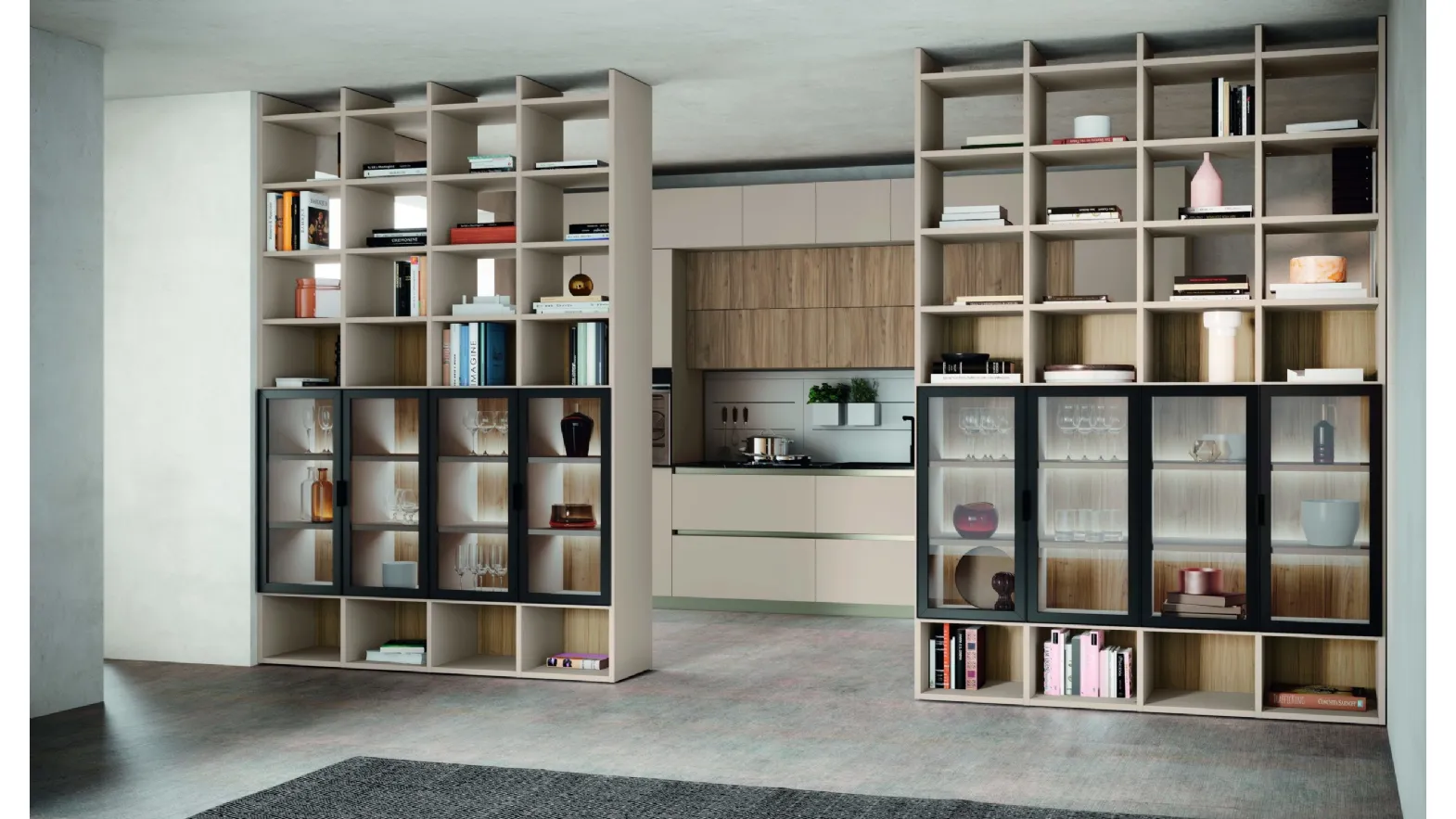 Libreria divisoria Golf Infinity I101 in melaminico e vetro di Colombini Casa