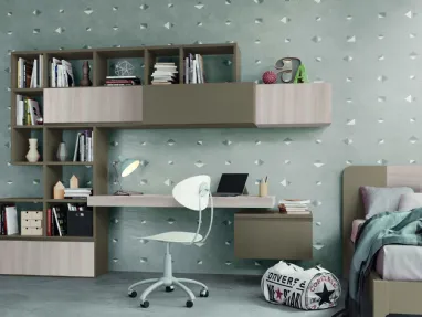 Libreria componibile a muro con scrivania integrata Golf Infinity L108 in melaminico di Colombini Casa