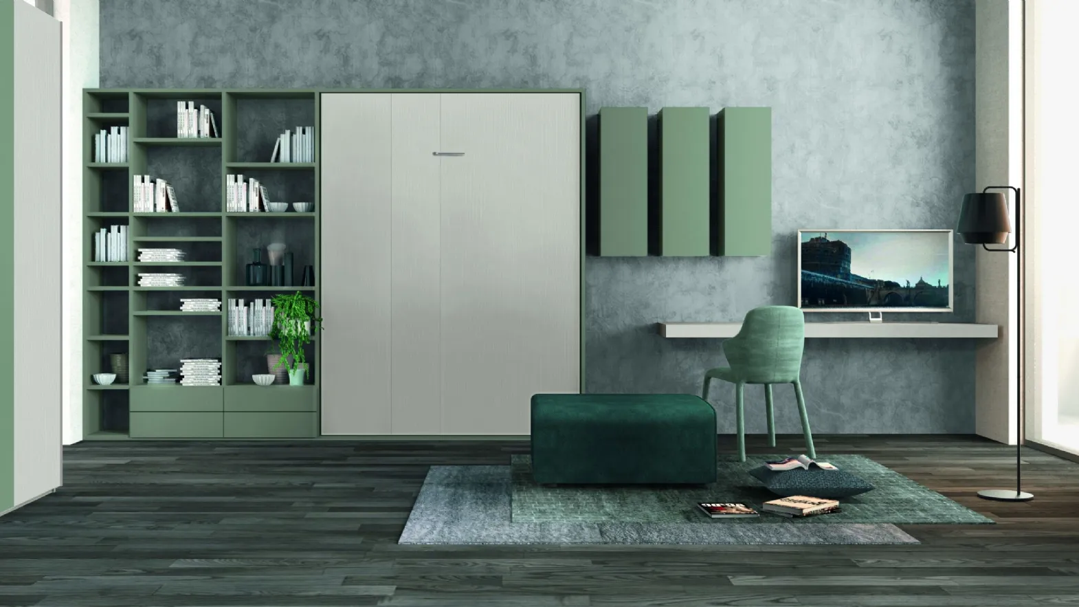 Libreria a muro Golf Infinity L109 in melaminico bicolore di Colombini Casa