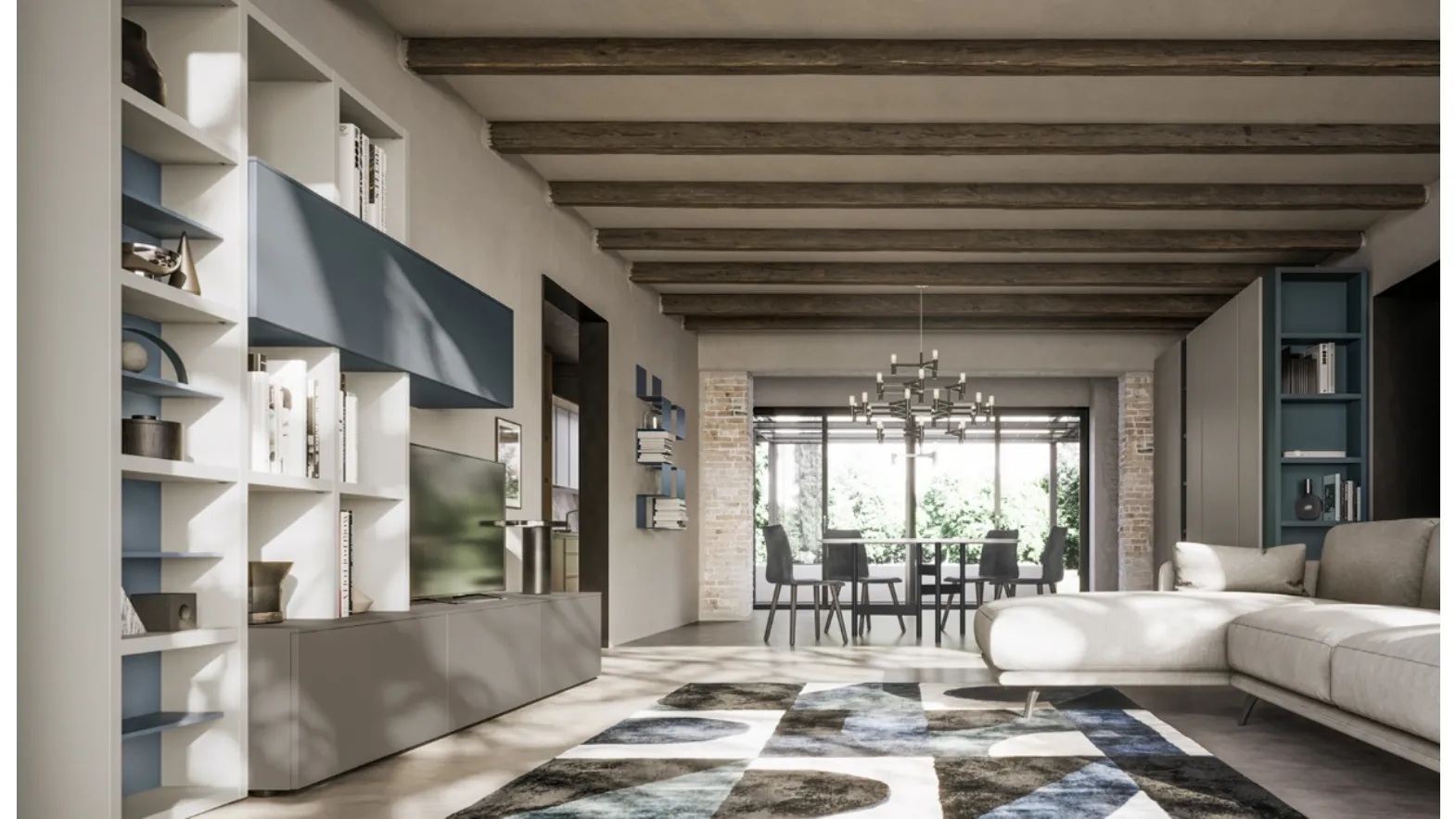 Libreria moderna in laccato opaco GS209 di SantaLucia