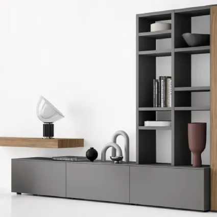 Libreria in laccato opaco e legno GS210 di SantaLucia