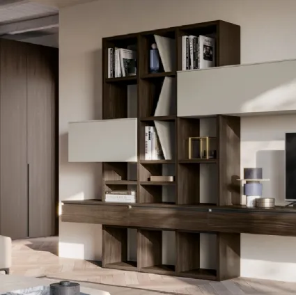 Libreria in legno e laccato opaco GS211 di SantaLucia