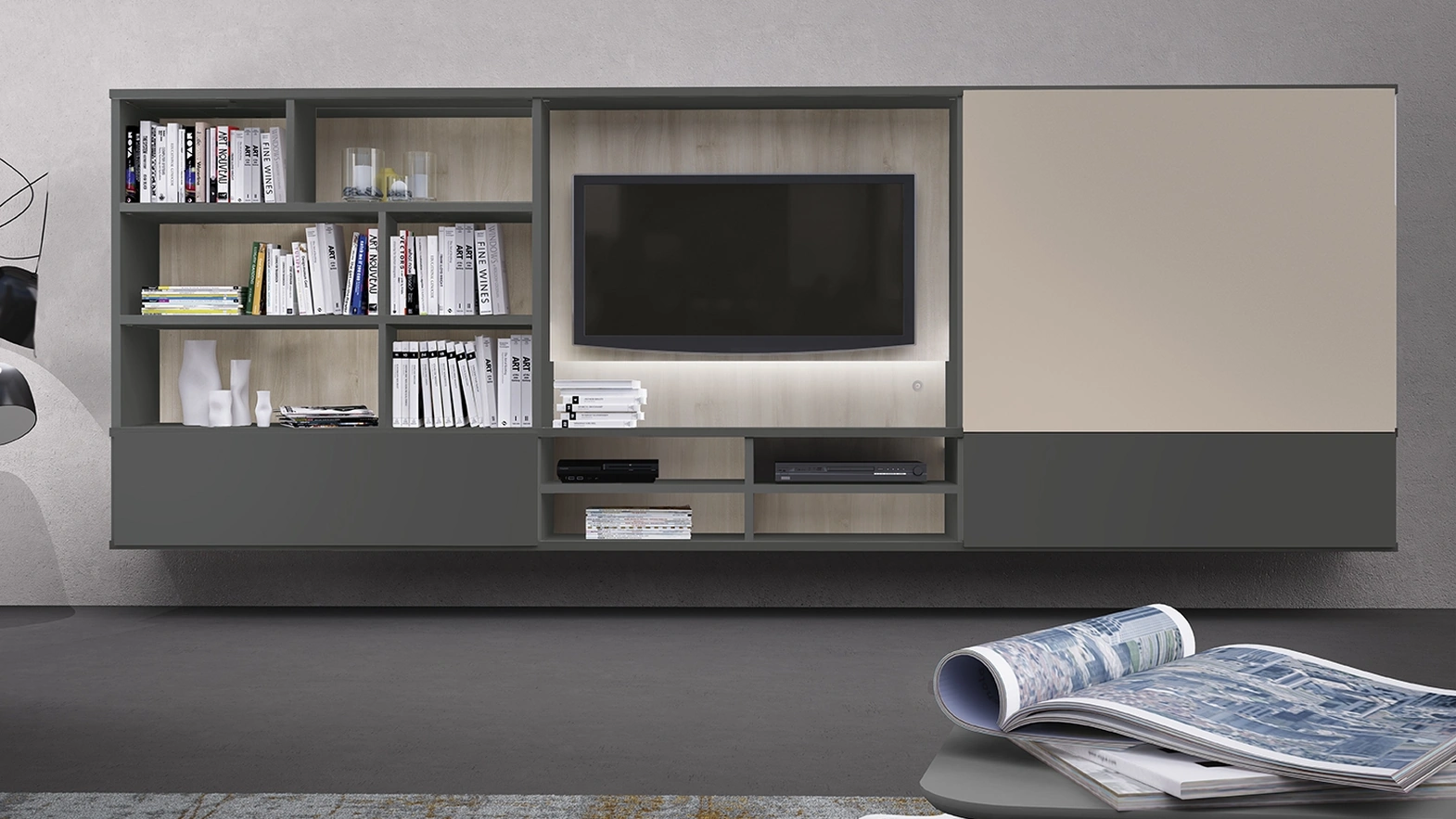 Libreria componibile sospesa Infinity L24 di Colombini Casa