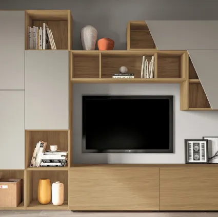 Libreria in legno e laccato caratterizzata da anta dal taglio obliquo PTG313 di SantaLucia