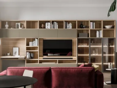 Libreria GS219 in finitura effetto legno e laccato opaco di SantaLucia