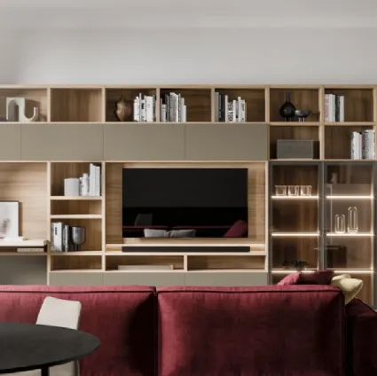 Libreria GS219 in finitura effetto legno e laccato opaco di SantaLucia