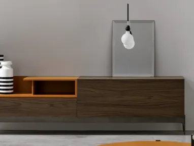 Madia moderna in melaminico con vani a giorno laccati L2200 H579 di SantaLucia