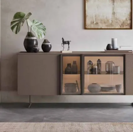 Madia moderna in laccato opaco con ante in vetro System Modulo 01 di Orme
