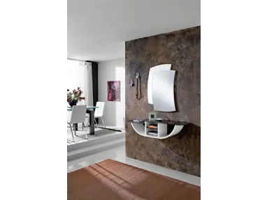 Mobile ingresso sospeso con piano in vetro e struttura in legno curvato laccato opaco Gondola di La PrimaveraMobile ingresso sospeso con piano in vetro e struttura in legno curvato laccato opaco Gondola di La Primavera