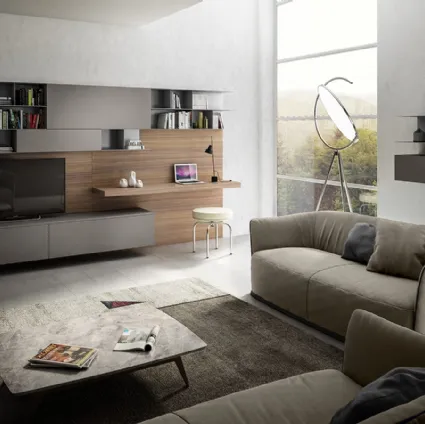 Parete Attrezzata Living 07 in laminato Grigio Londra di Arredo3