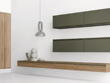 Parete Attrezzata con base sospesa in laccato opaco e melaminico GS212 di SantaLucia