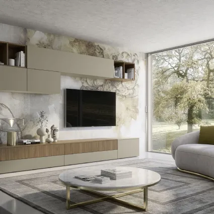 Parete Attrezzata Supreme in finitura noce e creta Ingrid Noce 03 di S75